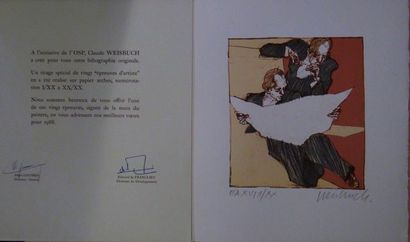 Claude WEISBUCH (French1927-2014) Original lithograph Greeting card year 1988 pencil...