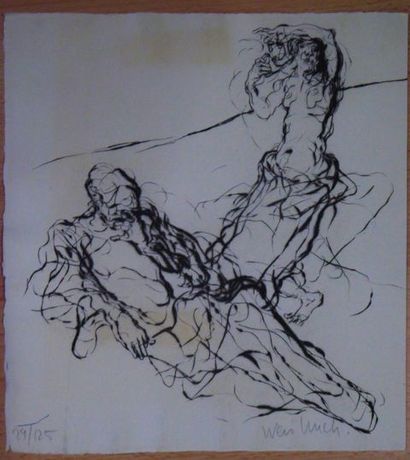 Claude WEISBUCH (French1927-2014) "Man and Woman" Original engraving; Signed and...