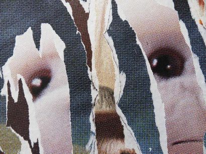 Jacques VILLEGLÉ Lacération au retriever Collage de lacération d'affiches sur vélin...