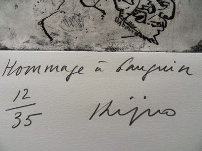 Ladislas KIJNO Hommage à Gauguin Gravure signée au crayon sur vélin Limitée à 35...