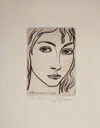 André JACQUEMIN (French 1904-1992) Engraving signed in the plate, dated 1962, Signed...