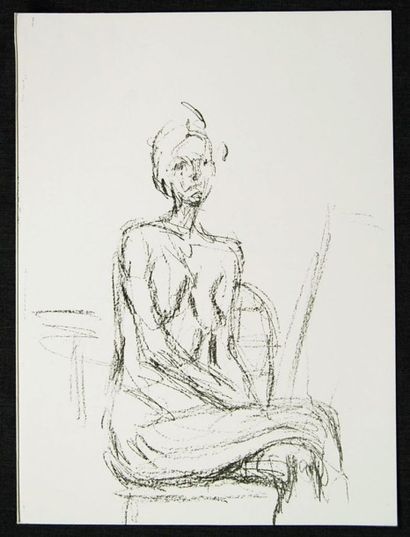 Alberto GIACOMETTI (Switzerland 1901-1966) (After) "Nu assis" Lithographie from "Derrière...
