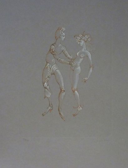 Léonor FINI (1908-1996) "Couple" Numbered engraving 79/150 Hand signed by the artist...