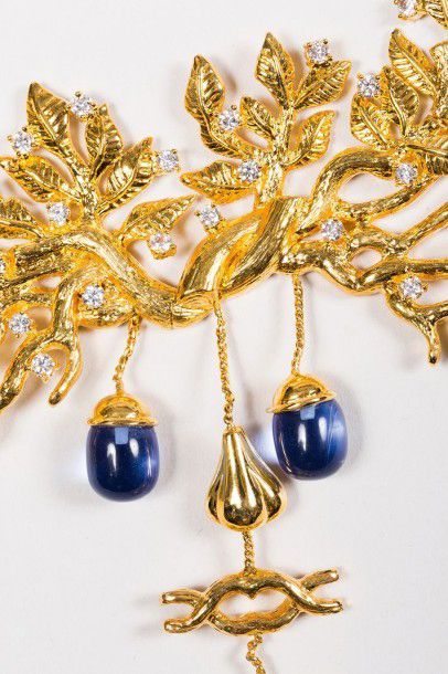 DALI Salvador (1904-1989) "Le collier de l'arbre de vie", Necklace + brooch designed...