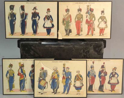 null MANNETTE comprenant 5 images d'Epinal représentant les uniformes de l'armée...