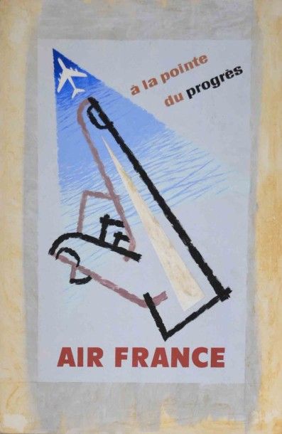 Jean CARLU Projet d'affiche pour Air France, 1958 (couleurs différentes retenues)...