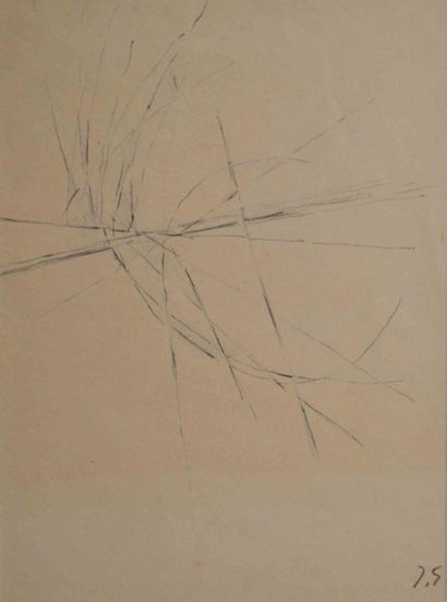 Jacques GERMAIN Composition Stylo sur papier monogrammé du cachet de l'artiste en...