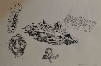 Jean-Robert IPOUSTEGUY "Dechets", 1956 Encre sur papier signé et titré et daté en...