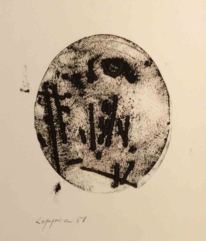 Jean LEPPIEN Composition, 1958 Encre sur papier signé et daté en bas à gauche 30...
