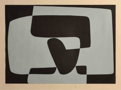 Pol BURY Composition 1952 Collage signé du cachet 29 x 39 cm