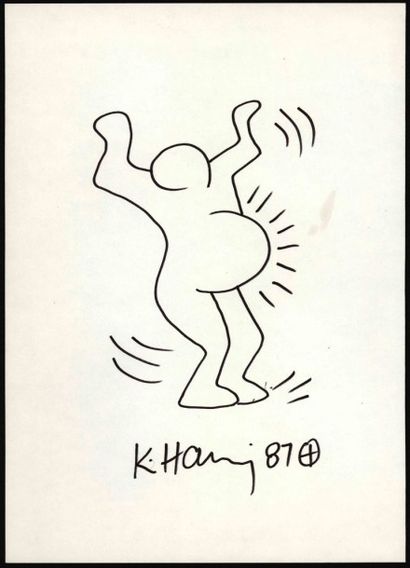 KEITH HARING Pregnant Woman dancing, 1987 Dessin au feutre sur papier fort signé...