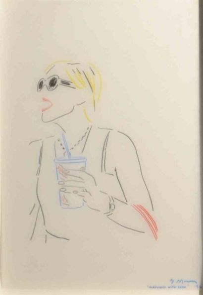 Sarah MORRIS MADONNA WITH SODA, 1996 Dessin au crayon de papier et crayons de couleurs...