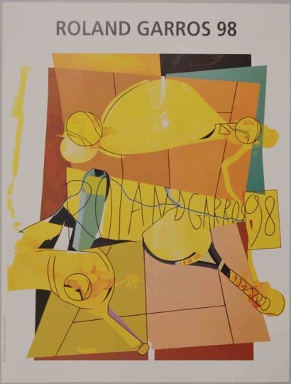 Roland GARROS Lot de deux affiches: -2001 SEAN SCULLY -1996 TELEMAQUE 74 x 56,5 ...