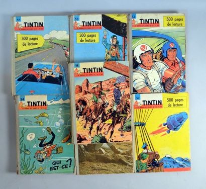 null JOURNAL DE TINTIN 7 volumes des années 50 au dos gris (51, 53, 54, 57 à 59,...