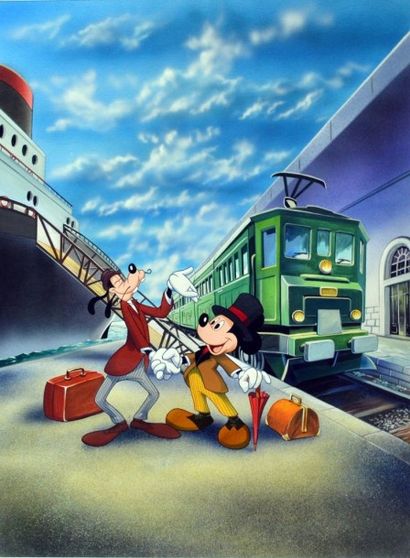 null DISNEY 
Orient Express
Très grande illustration représentant Mickey et Dingo...