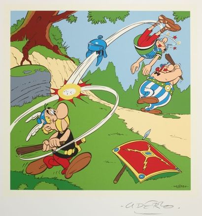 UDERZO Asterix le vitrail St-Yorre 1962 Sérigraphie numérotée et signée à 200 exemplaires,...