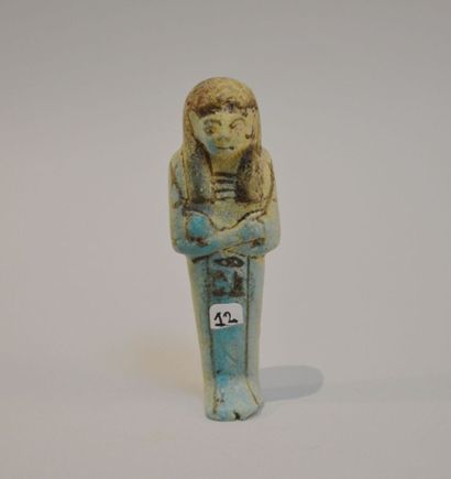 Chaouabti inscrit «Osiris » Fritte turquoise...