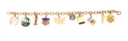 CARTIER 
Bracelet "charms" en or jaune 14 carats représentant les emblèmes des Etats...