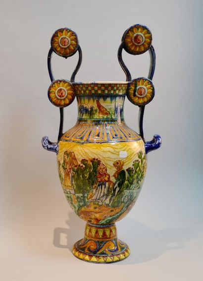 GROTTAGLIE - Made In Italy Grand Vase à anses en céramique vernissée dans le gout...