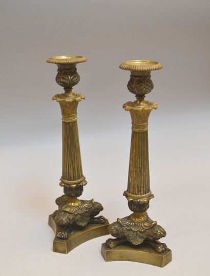 null Paire de flambeaux en bronze doré et ciselé

XIXème siècle

H 33 c