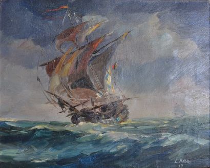 Constantin Bruni 

Marine, 1939

Huile sur toile signée et datée en bas à droite

33...