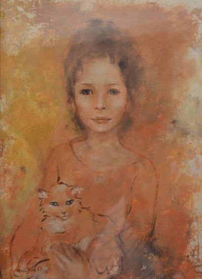 Navikin Jeune fille au chat

Huile sur papier signé et daté 1967

49.5 x 36 cm