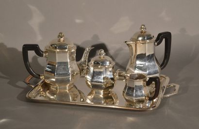 ERCUIS Service à thé et café en métal argenté, 4 pièces