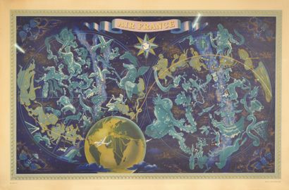 Lucien BOUCHER Affiche Air France
Planisphère céleste zodiacale,signée en bas à droite,...