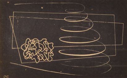 Jean LEPPIEN Composition, 1946
Technique mixte sur papier bleu monogrammé et daté...