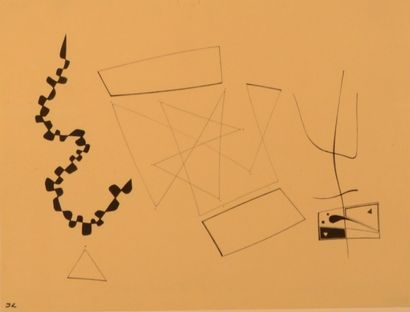 Jean LEPPIEN Composition
Encre sur papier monogrammé en bas à gauche
24 x 31 cm