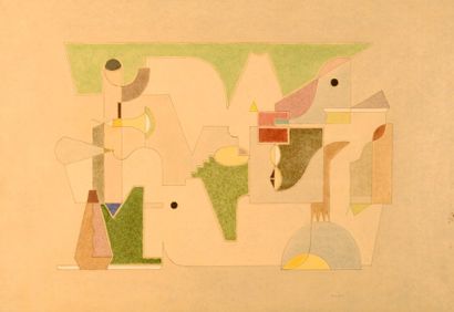 Henry NOUVEAU Composition, 1947
Technique mixte sur papier monogrammé et daté en...