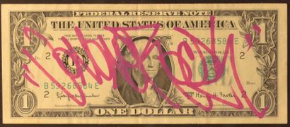 JONONE (Né en 1963) 
Dollar Us
Signé à la main par l'artiste au feutre violet, 2014
6,3...