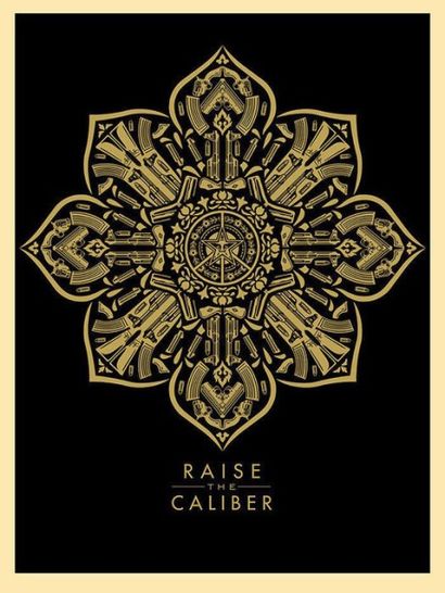 Shepard FAIREY Raise the Caliber, 2015
Sérigraphie sur papier crème, édition limité...