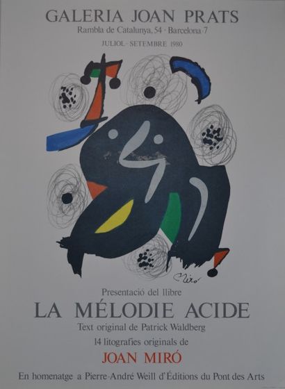 Joan Miro Affiche de l'exposition la mélodie acide à la galerie Joan PRATS à Barcelone...