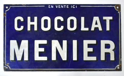 null Chocolat Menier
Plaque emaillée emboutie (abimée dans les angles)
24 x 42 c...