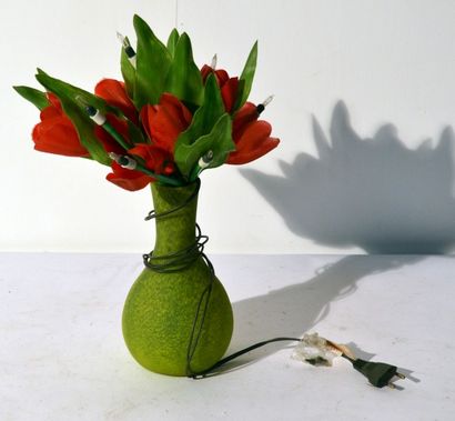 null Enseigne lumineuse en forme de vase de fleur