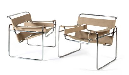 Marcel Breuer (1902-1981) Paire de fauteuils modèle «Wassily»
Structure en métal...