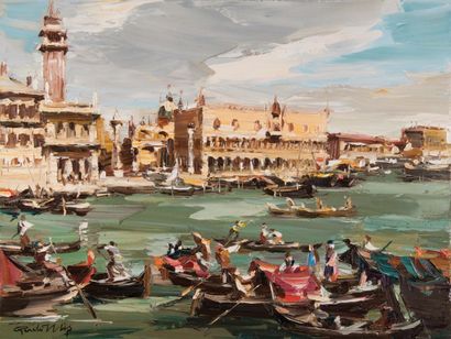 Gérard Ellis Venise, Hommage à Canaletto
Huile sur toile
Signée en bas à gauche
50...