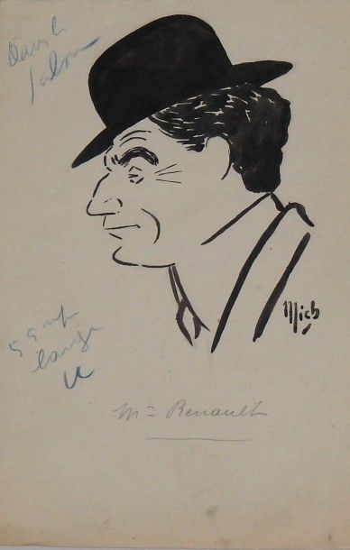 MICH Caricature de presse originale:
M. Renault
Chapeau à l'avant, oeil pétillant,...