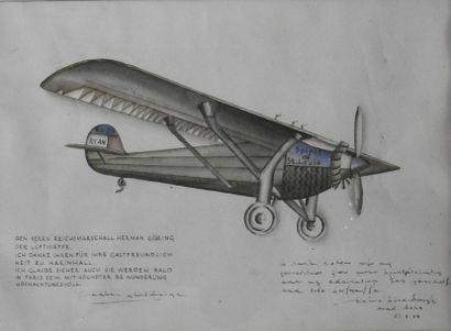 null Charles Lindberg, 1927
Première traversée de l'Atlantique Dessin original de...