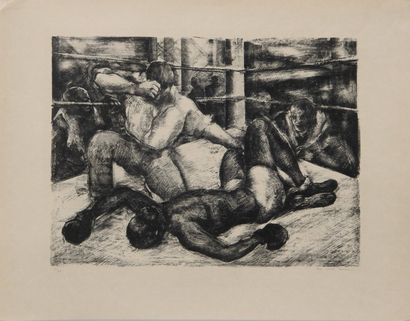 Luc-Albert MOREAU (1882-1948) Boxeur noir au tapis, vers 1925
Lithographie signée...