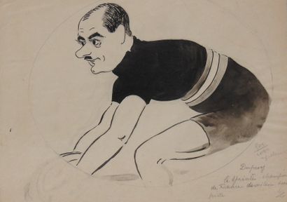 MICH Caricature de presse originale:
Marcel Dupuy, le champion de France de vitesse...