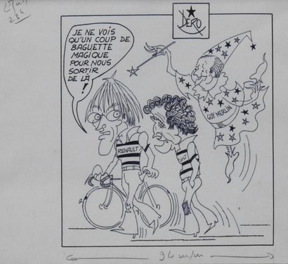 null Tour de France/Fignon/Prost/Renault
Caricature de presse originale
A ce moment-là,...