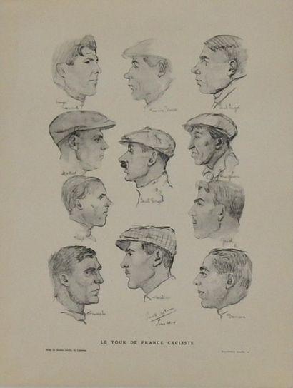 null Lejeune, Tour de France 1914
Affichette d'intérieur avec 11 portraits des champions...