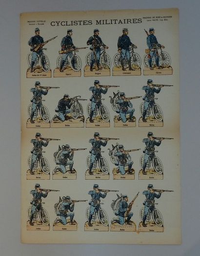 null Images d'Epinal 4 planches, années 1890
Avec «cyclistes militaires», «les chasses...
