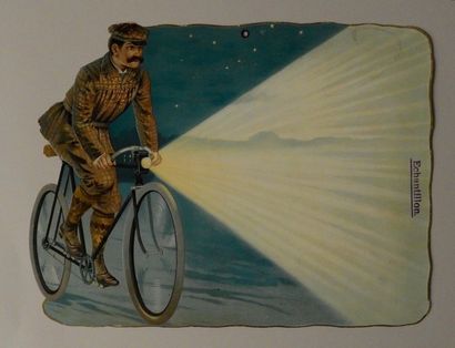 null Un chromo géant cartonné très frais «Eclairage Cyclo», vers 1895
Magnifique