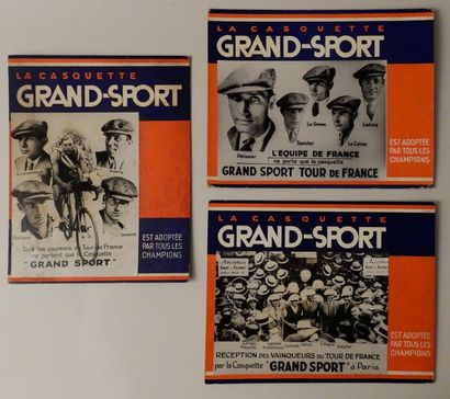 Années 1930 3 cartons réclame pour la Casquette Grand Sport
Avec Leducq, Speicher,...