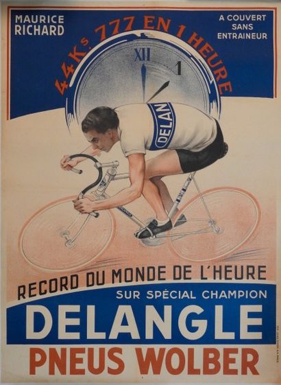 null Affiche Record de l'heure par
Maurice Richard, (1910/1998)
Sur cycles Delangle,...