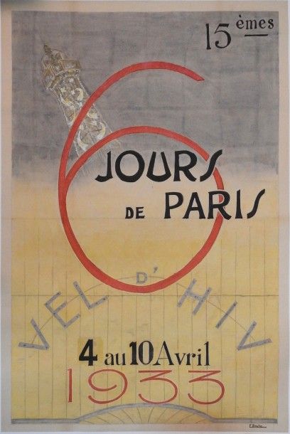 F. Boulay Projet d'affiche pour le Concours des 15e «6 Jours de Paris»
Probablement...