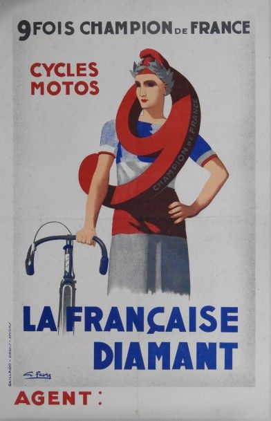 G.FAVRE Affiche «La Française diamant,
Cycles Motos»
Ou quand Marianne est neuf fois...
